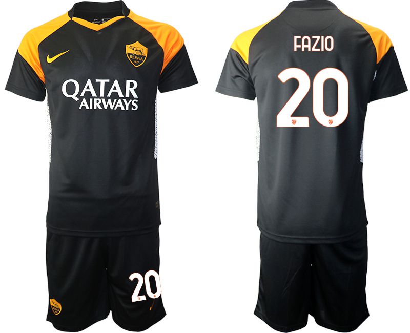 Men 2020-2021 club Rome away #20 black Soccer Jerseys->customized soccer jersey->Custom Jersey